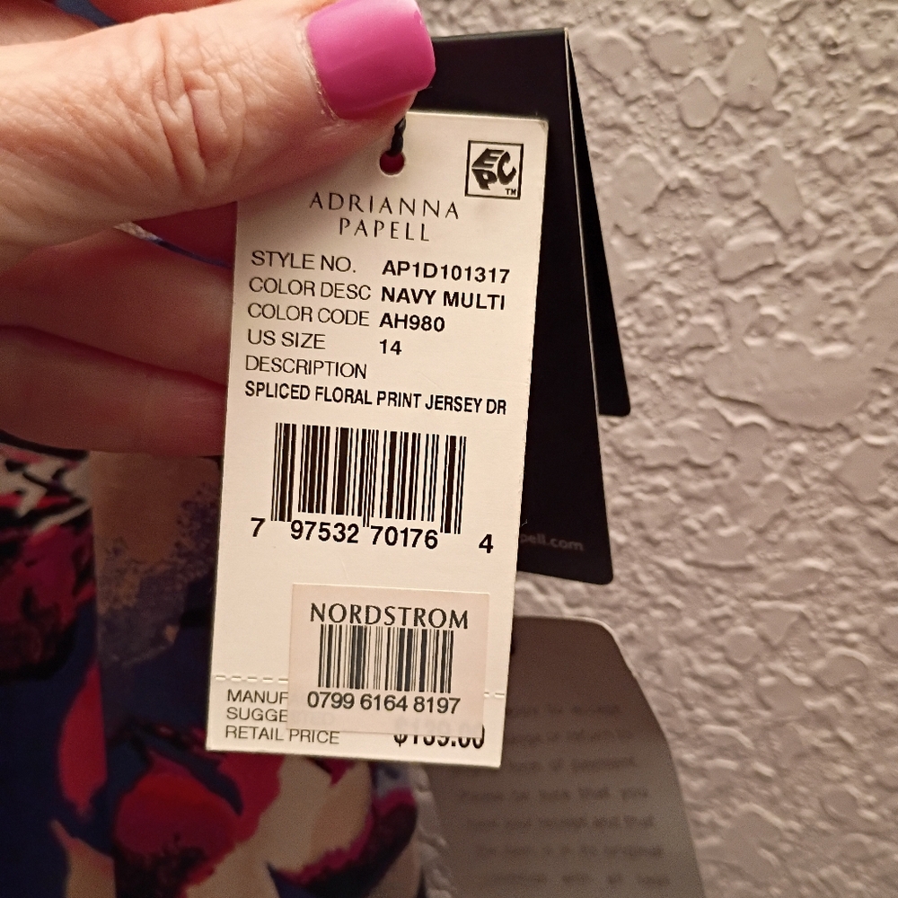 Adrianna Papell Floral Sleeveless Lined Dress 14 NWT - Picture 5 of 9